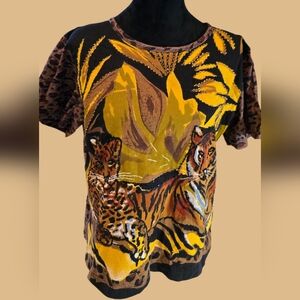 Moka Sport Cotton Tee With Tigers Medium